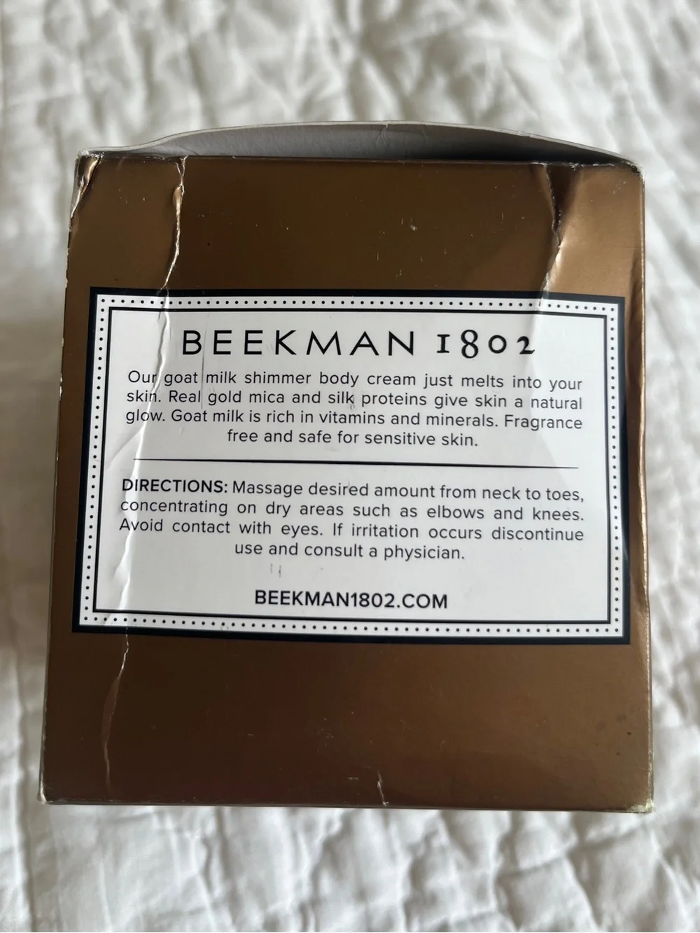New SEALED Beekman Pot of Gold Shimmer Body Cream Fragrance Free 8 oz Goat Milk